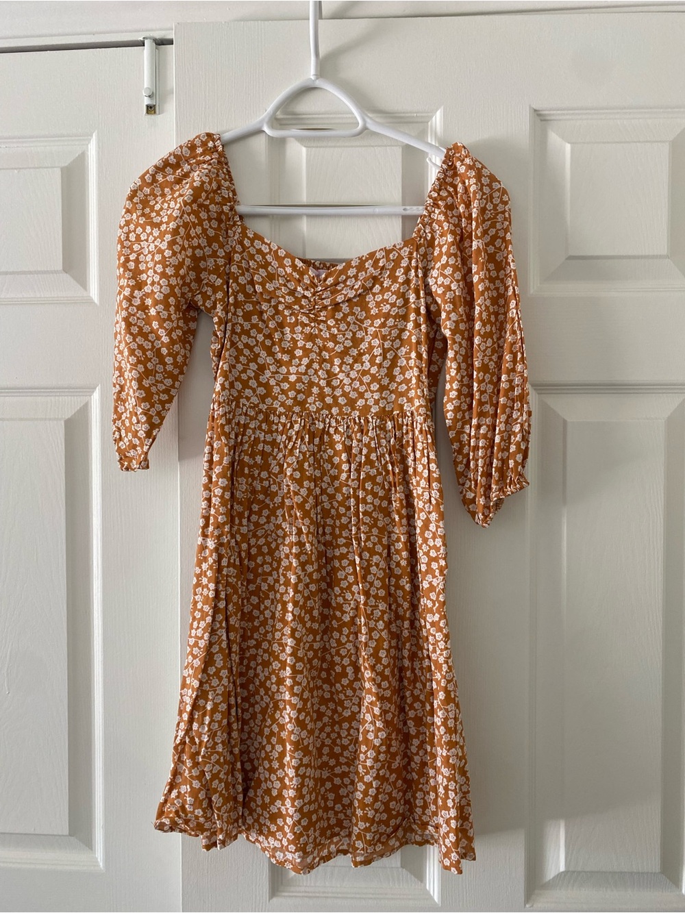 Pink Lily Rust Floral Square-Neck Mini Dress